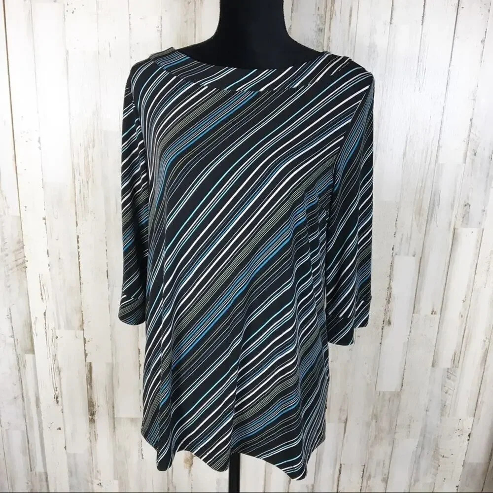 Liz Lange Maternity Striped Blouse Top Tee Career v6x